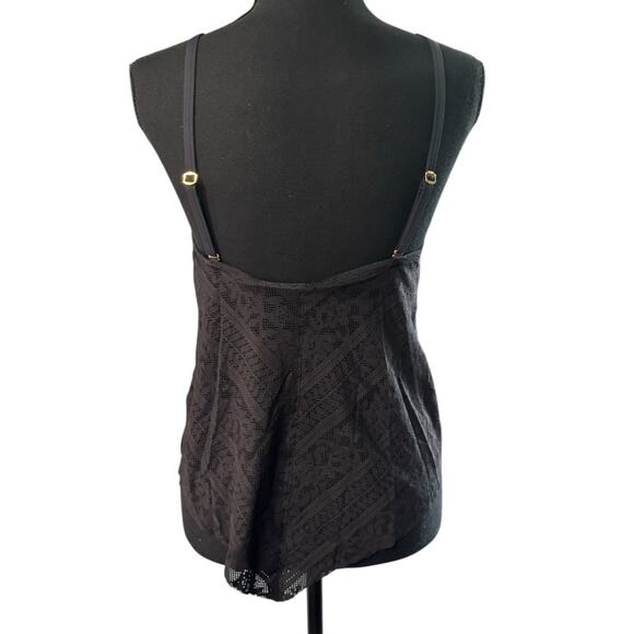 NWT! Bleu Rod Beattie Womens Black High Neck Crochet Tankini Top - Size 8 - Picture 9 of 11